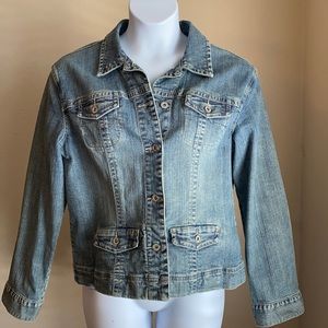 Chico’s Platinum denim jacket size 2